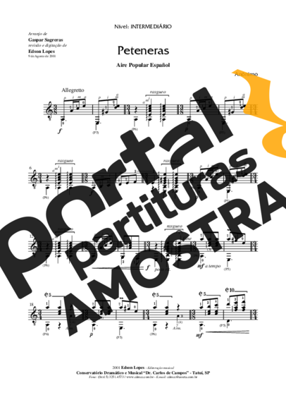Desconhecido Peteneras partitura para Violão