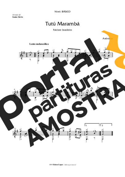 Desconhecido Tutu Marambá partitura para Violão