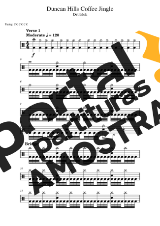 Dethklok Duncan Hills Coffee Jingle partitura para Bateria