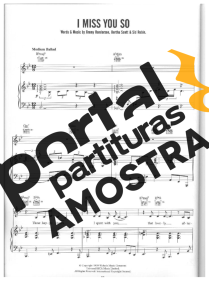 Diana Krall I Miss You So partitura para Piano