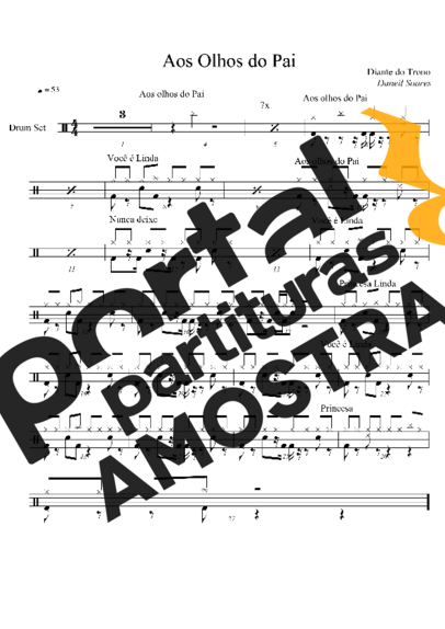 Diante do Trono Aos Olhos do Pai partitura para Bateria