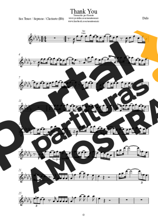 Dido Thank You partitura para Clarinete (Bb)