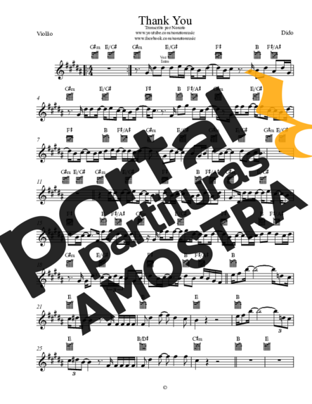 Dido Thank You partitura para Violão