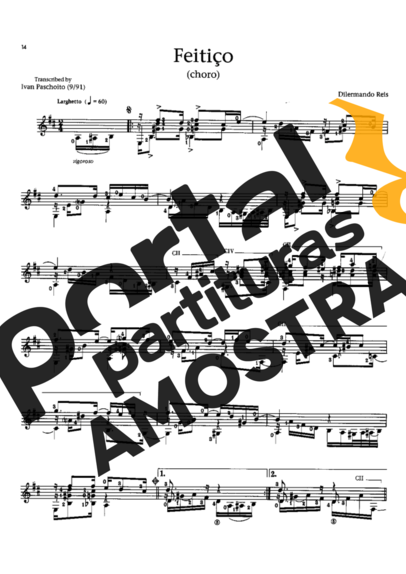 Dilermando Reis  partitura para Violão