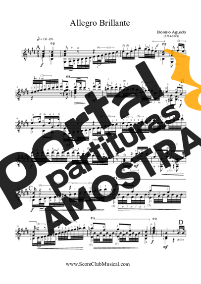 Dionisio Aguado Allegro Brillante partitura para Violão