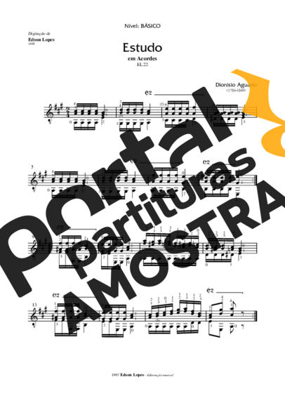 Dionisio Aguado Estudo em Acordes partitura para Violão