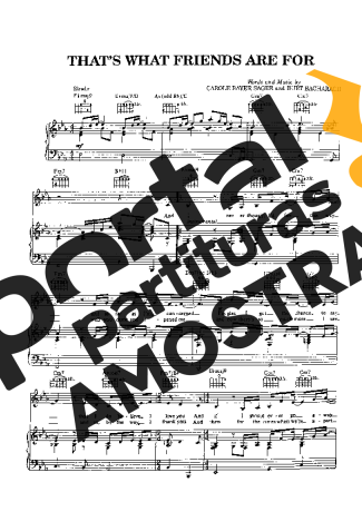 Dionne Warwick Thats What Friends Are For partitura para Piano