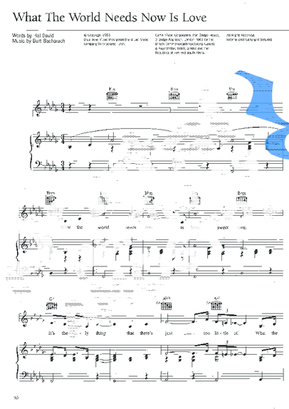 Dionne Warwick What The World Needs Now Is Love partitura para Piano