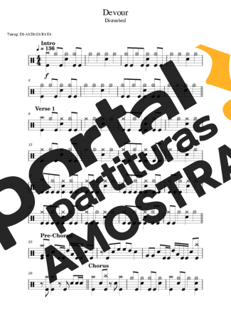 Disturbed  partitura para Bateria