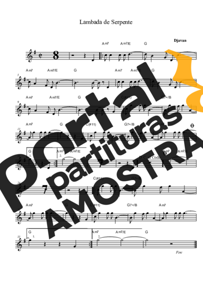 Djavan  partitura para Saxofone Alto (Eb)