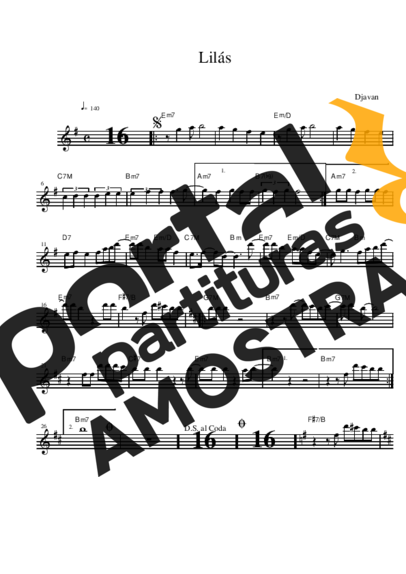 Djavan  partitura para Saxofone Alto (Eb)