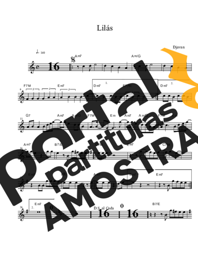 Djavan  partitura para Saxofone Tenor Soprano (Bb)