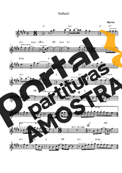 Djavan  partitura para Saxofone Tenor Soprano (Bb)