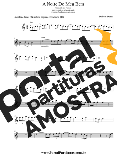 Dolores Duran A Noite Do Meu Bem partitura para Saxofone Tenor Soprano (Bb)