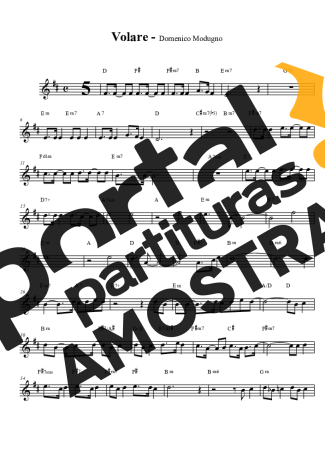 Domenico Modugno Volare partitura para Clarinete (Bb)