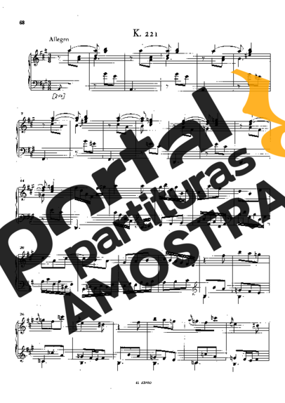 Domenico Scarlatti Keyboard Sonata In A Major K.221 partitura para Piano
