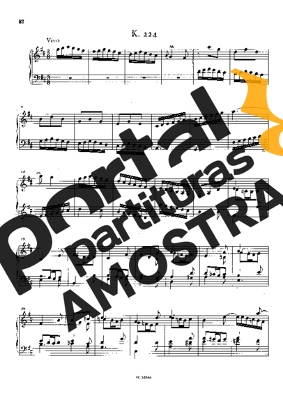 Domenico Scarlatti Keyboard Sonata In D Major K.224 partitura para Piano