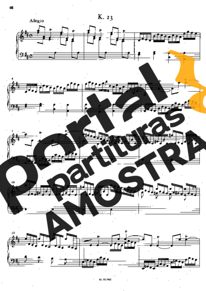 Domenico Scarlatti Keyboard Sonata In D Major K.23 partitura para Piano