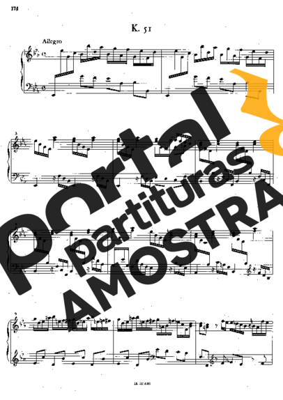 Domenico Scarlatti Keyboard Sonata In Eb Major K.51 partitura para Piano