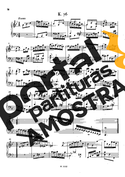 Domenico Scarlatti Keyboard Sonata In G Minor K.76 partitura para Piano