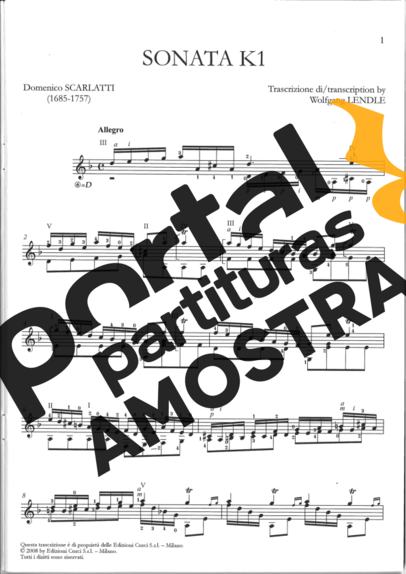 Domenico Scarlatti Sonata K1 partitura para Violão