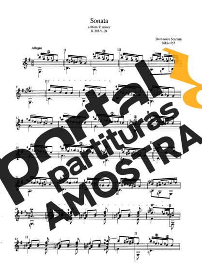 Domenico Scarlatti  partitura para Violão