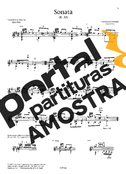 Domenico Scarlatti Sonata K32 partitura para Violão