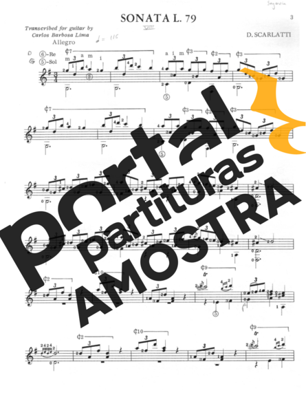 Domenico Scarlatti Sonata K391 L79 partitura para Violão