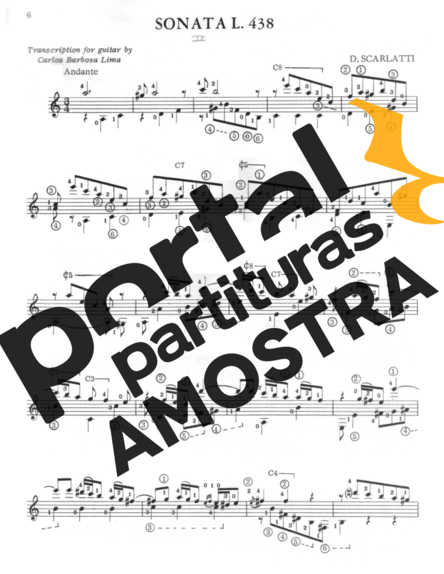 Domenico Scarlatti Sonata K462 L438 partitura para Violão