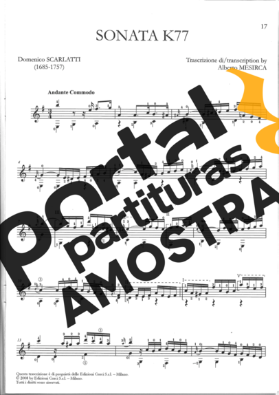 Domenico Scarlatti Sonata K77 partitura para Violão