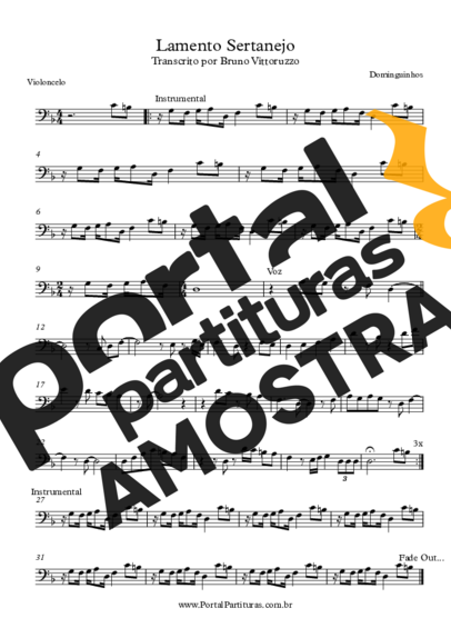 Dominguinhos Lamento Sertanejo partitura para Violoncelo