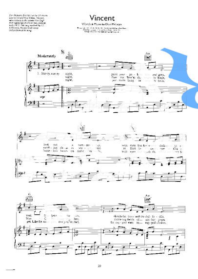 Don McLean  partitura para Piano