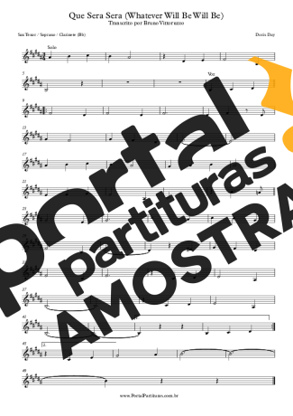 Doris Day Que Sera Sera (Whatever Will Be Will Be) partitura para Clarinete (Bb)