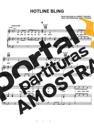 Drake Hotline Bling partitura para Piano