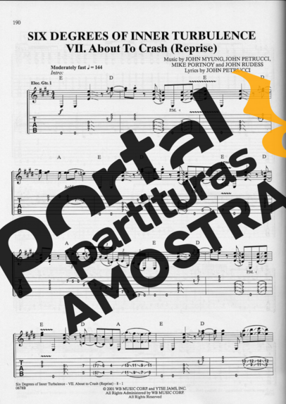 Dream Theater  partitura para Guitarra
