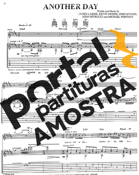Dream Theater  partitura para Guitarra
