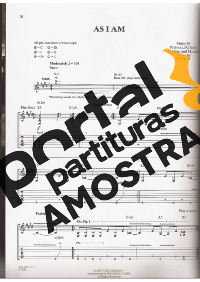 Dream Theater As I Am partitura para Guitarra