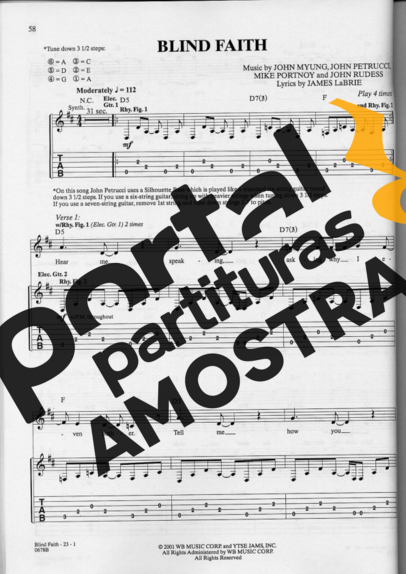 Dream Theater Blind Faith partitura para Guitarra