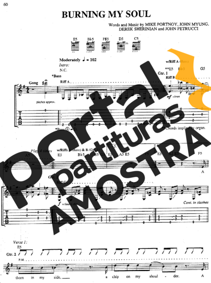 Dream Theater Burning My Soul partitura para Guitarra