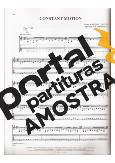 Dream Theater Constant Motion partitura para Guitarra