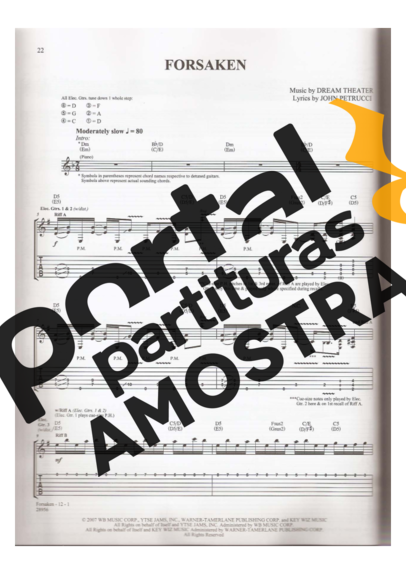 Dream Theater Forsaken partitura para Guitarra