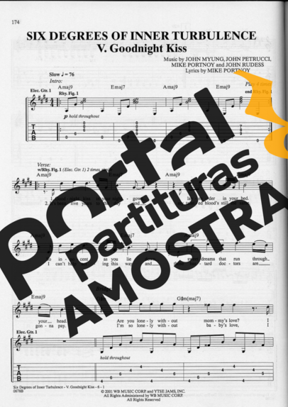 Dream Theater Goodnight Kiss partitura para Guitarra