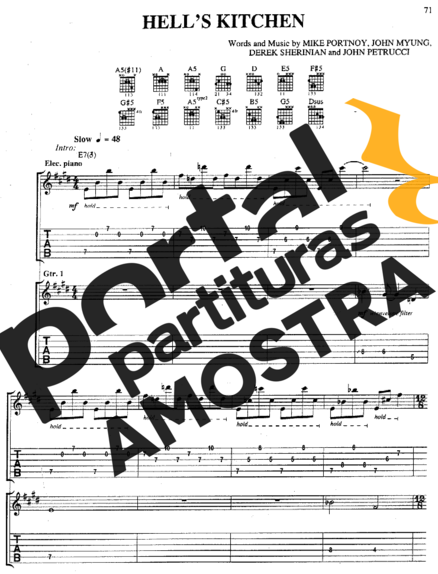 Dream Theater Hells Kitchen partitura para Guitarra