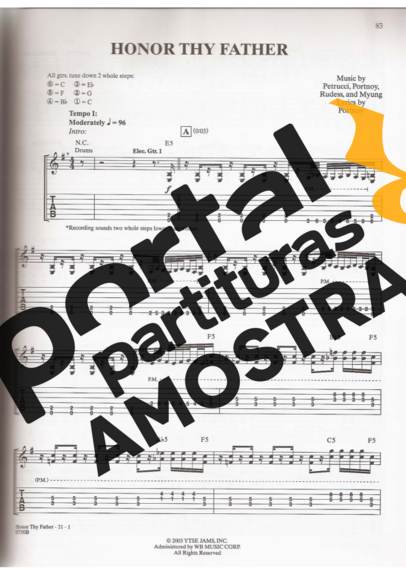 Dream Theater Honor Thy Father partitura para Guitarra