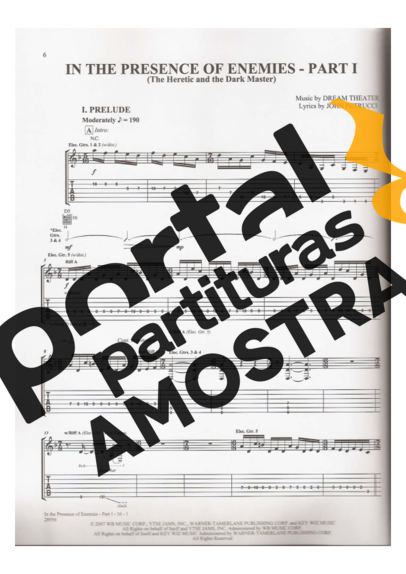 Dream Theater In The Presence Of Enemies Part I partitura para Guitarra