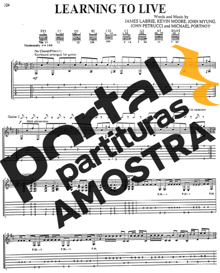 Dream Theater  partitura para Guitarra