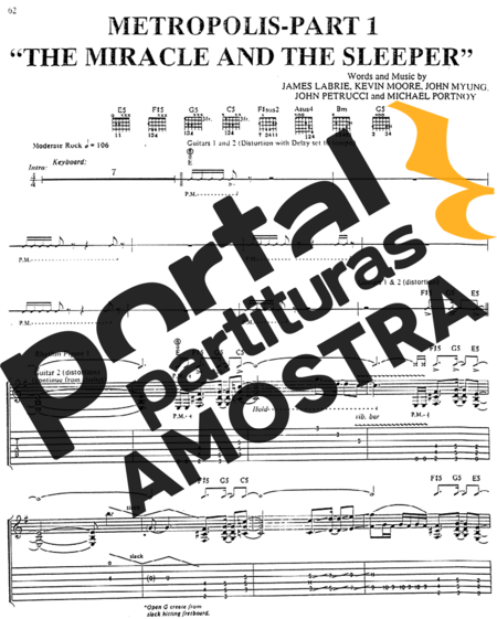 Dream Theater Metropolis Part 1 The Miracle And The Sleeper partitura para Guitarra