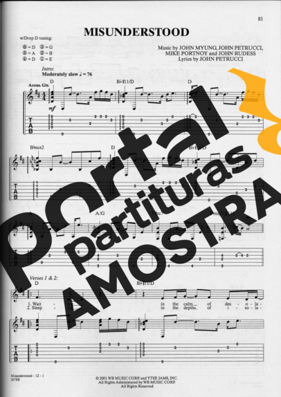 Dream Theater  partitura para Guitarra