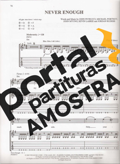 Dream Theater  partitura para Guitarra