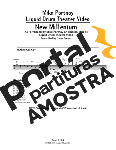 Dream Theater New Millennium partitura para Bateria